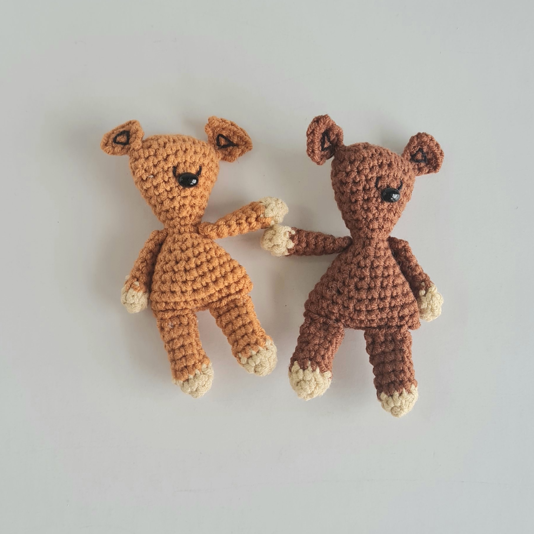 Handmade crochet Mr Bean teddy bear keychain espresso and latte soft yarn charm