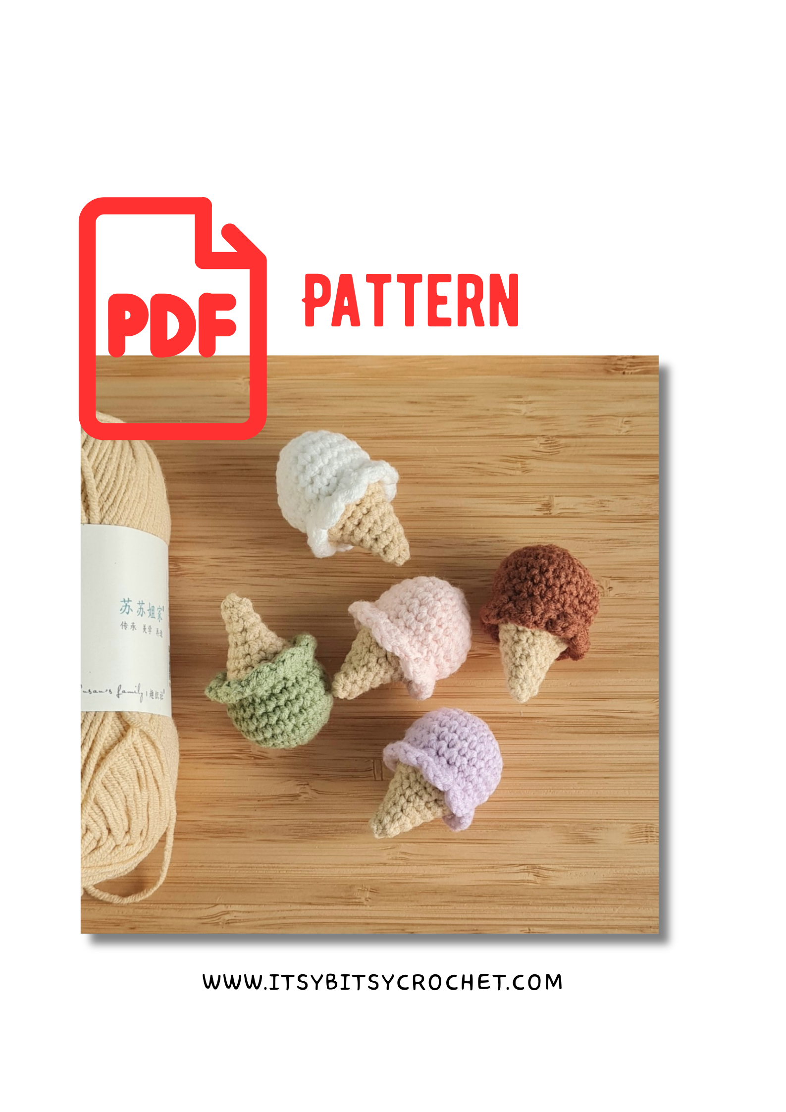 Mini Ice Cream Crochet PDF Pattern | Digital Download